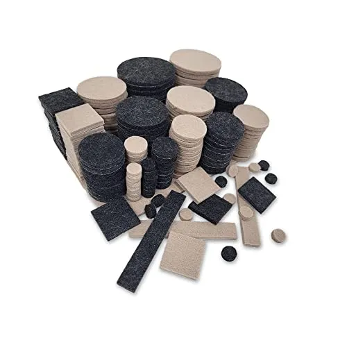 Filzgleiter selbstklebend – Möbelgleiter Set in 8 Größen - Bodenschoner für Stühle, Tische & Möbelbeine – Kratzschutz-Pads mit extra starkem Kleber - Möbelschoner Beige 150 schwarz + 150 beige 300 x