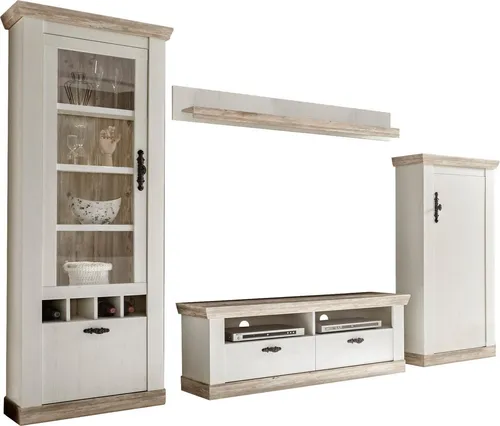 Home affaire Wohnwand Florenz 2 – Romantischer Landhauslook - Wohnwände im romantischen Landhausstil, FSC®-zertifiziertes Holz und stilvolle Metallgriffe für ein gemütliches Zuhause.