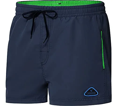 Ladeheid Herren Badehose kurz LAZA1001 - Marineblau Limone, 5XL - Badeshorts für Herren; Bequem mit breitem Gummibund und Tunnelzug, ideal für Strand und Schwimmbad; Hochwertiges, schnell trocknendes Material für optimalen Tragekomfort.
