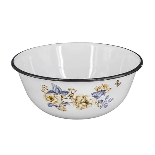 Emaille Schüssel RUND 1,5 Liter ca 20cm Durchmesser mit Motiv Retro Nostalgie Geschirr