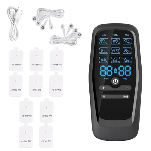 Gerät Schmerztherapie, Perioden Simulator, Elektroden TENS/EMS Reizstromgerät, 2 Kanäle Muskelstimulator mit 9 Modi und 10 Elektroden Elektrische, Massage für Arm,Bein,Rücken