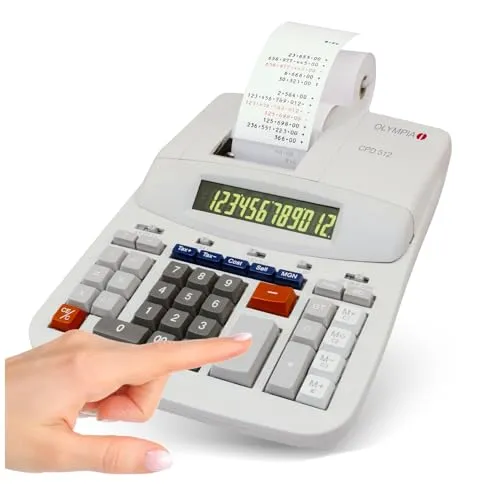 Olympia CPD 512 Druckender Tischrechner - Taschen- & Tischrechner mit 12-stelligem Display, ideal für präzise Berechnungen im Büro oder Zuhause.