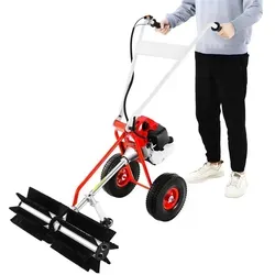 43CC 2-Takt Benzin Kehrmaschine Laubsammler Schneefräse mit Benzin Motor Besen Motorbesen für Gartenrasenhof Bürgersteig