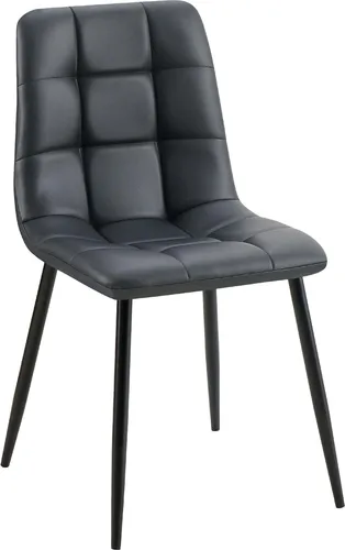 DELUKE Esszimmerstuhl FANOR Kunstleder Schwarz 45x55x84cm
