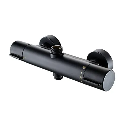 AFUDER Duschthermostat Mischbatterie 38℃ Schwarz Badewannen-Brausethermostat unten G 1/2 