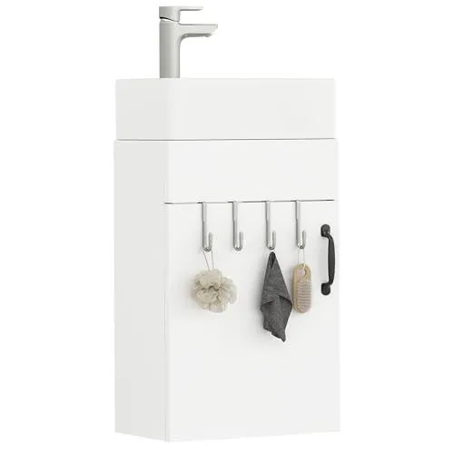 YITAHOME Waschtisch mit Unterschrank 40 cm Waschbeckenunterschrank, Badmöbel-Set mit Waschbecken für kompakte Bäder, Gäste WC, Sink with Vanity Cabinet, weiß