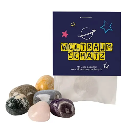 Ideenverlag HAMBURG 10x Weltraum Glückssteine für Kinder / Glücksbringer Stein Weltraum Schatz als Mitgebsel Kindergeburtstag / Glücksbringer / Weltraum Geburtstag Mitgebsel Astronauten