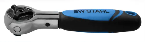 SW-Stahl 05715L Umschaltknarre 1/4 Zoll I 270 Grad Schwenkkopf I Mini Ratsche I feinverzahnt mit 72 Zähnen I 110mm Ratsche klein