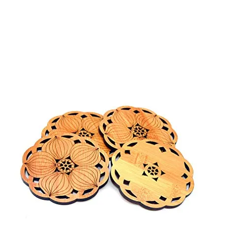 Handgemachte Bambus Untersetzer Kork Cup Pad Cup Mats Bier Untersetzer 4 PCS Pro Set