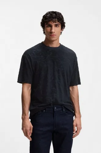 BOSS ORANGE T-Shirt mit floralem Jacquardmuster, Relaxed Fit, blau XXXL (56)