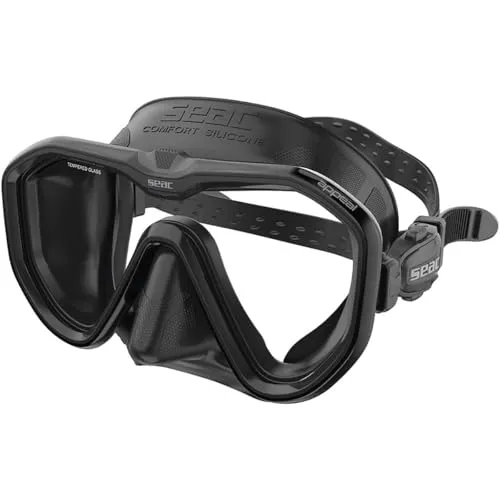 SEAC Unisex-Adult Appeal Italien hergestellte Einglas-Tauchmaske mit Einer 3D-Schnalle direkt am Maskenkörper, schwarz, Narrow