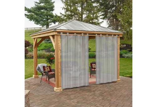 Qelus Outdoorgardine Outdoor Vorhang Wetterfest,Gardinen Balkon Sichtschutz Outdoorvorhänge (2 St), Detachable Tab Top,Transparent,B132xH213/B132xH244cm