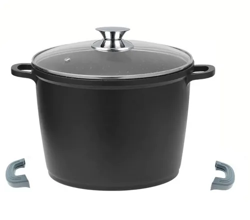 Tiefer Kochtopf mit Glasdeckel & Silikongriffe, ø32 cm