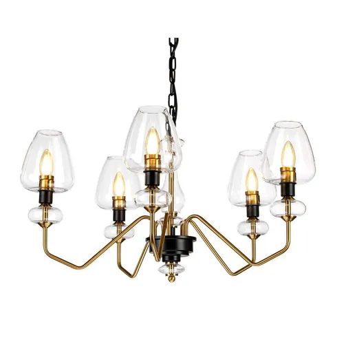 Kronleuchter Armand mit 5 Lichtern – Elegante Deckenleuchte in Messing und Anthrazit - Lampen: Stilvoller Kronleuchter mit markanter Silhouette, ideal für moderne Innenräume. Hochwertige Materialien und höhenverstellbar für individuelle Anpassung.