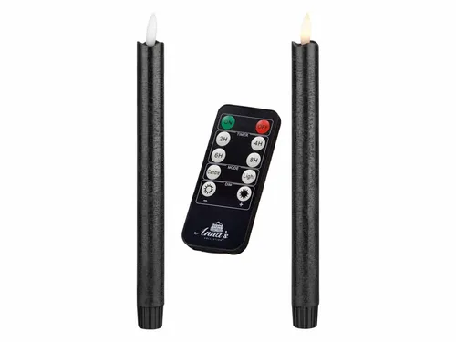 Coen Bakker LED-Kerze Wax Candles (Set, 3-tlg), Stabkerzen Fernbedienung Shabby Timer Dimmer schwarz 23cm