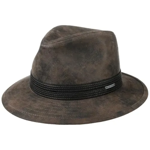 Stetson Jacky Pigskin Traveller Lederhut Unifarben Leder Baumwollfutter Ganzjährig Herren braun S (54-55 cm)