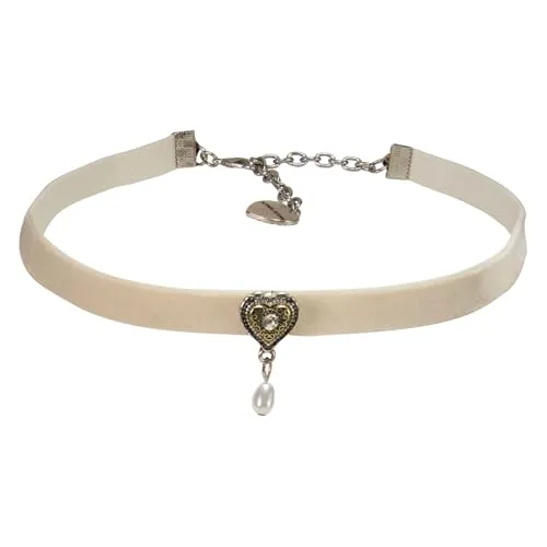 Alpenflüstern Trachten-Samtkropfband mit Trachtenherz - Ketten für Damen, handgefertigte Samtkette mit elastischem Design für perfekten Tragekomfort, ideal für Trachten-Outfits und festliche Anlässe.
