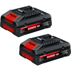 Bosch Werkzeugakku EXPERT 2x EXBA18V-40, 18V / 4,0Ah - Stromversorgung mit COOLPACK 2.0-Technologie für 135% längere Lebensdauer. Kompatibel mit allen 18V Bosch Professional Geräten und AMPShare Akkuallianz.