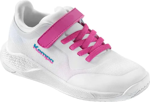 Kempa Kourtfly Kids Handball-Schuhe, weiß/Cyan/Purple, 33 EU - Sneaker für Jungen mit Michelin-Sohle für maximale Kontrolle und Schutzzone im Vorderfußbereich für optimale Haftung. Ultra-light Mesh sorgt für Atmungsaktivität und perfekten Tragekomfort.