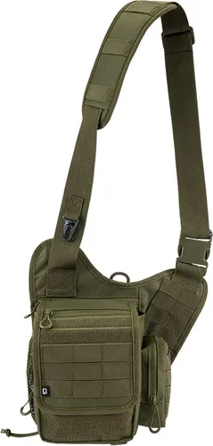 Brandit Travel Side Bag - Olive, praktische Schultertasche mit Molle-System und atmungsaktivem Mesh für optimale Tragekomfort und vielseitige Nutzung