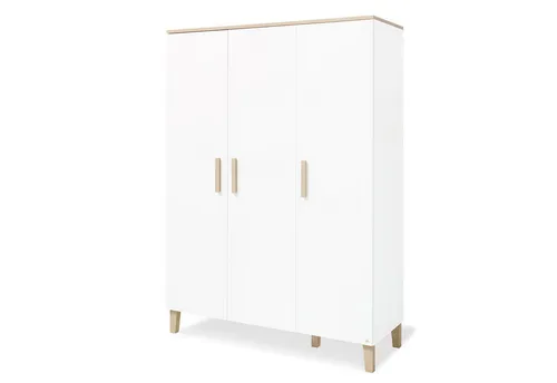PINOLINO Kleiderschrank 'Lumi' groß, weiß - Kleiderschrank 'Lumi' mit 3 Türen und Soft-Close-System für sicheres Schließen, ideal für Kinderzimmer. Maße B 135 x T 56 x H 189 cm, viele höhenverstellbare Einlegeböden bieten viel Stauraum.