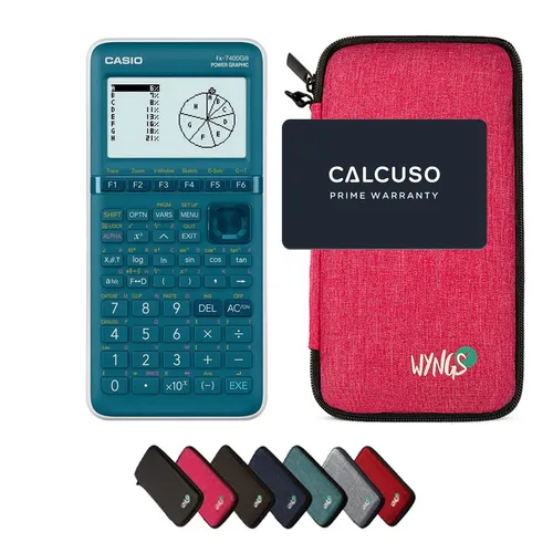 CASIO fx-7400GIII Grafikrechner mit WYNGS Schutztasche Pink in pink von CASIO