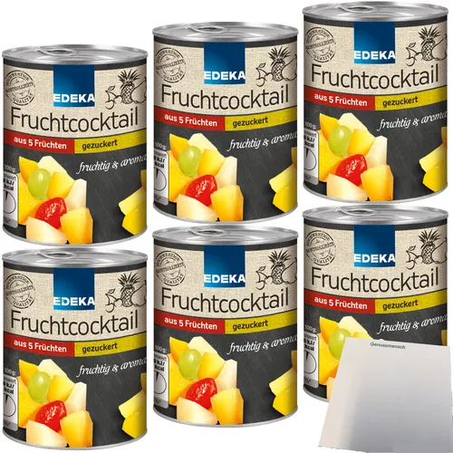 Edeka 5-Fruchtcocktail große Stücke gezuckert 6er Pack 6x225g Dose usy Block