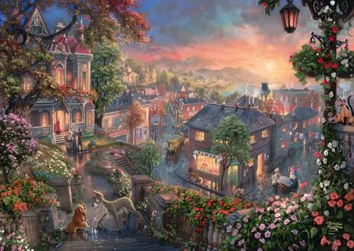 Schmidt Spiele 59490 Thomas Kinkade, Disney, Susi und Strolch, 1000 Teile Puzzle
