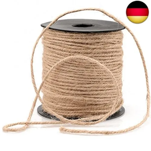 100M Garten Kordel Jute-Schnur Bastelschnur Dekokordel 3 MM Jute Schnur für DIY