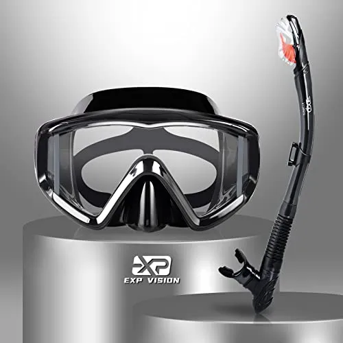 EXP VISION Trockenschnorchel-Set mit 3-Fenster-Schnorchelmaske