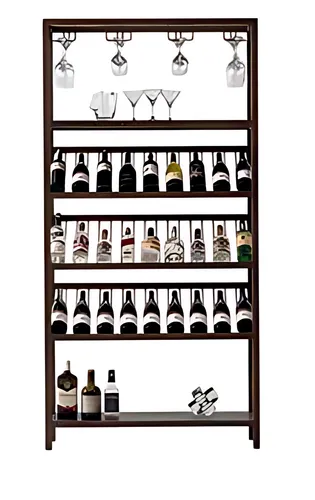 Elegantes Weinregal aus Edelstahl und Holz - Stilvolles Weinregal für Ihre Sammlung, gefertigt aus hochwertigem Edelstahl und Holz. Mit einer Breite von 35 cm und einer Höhe von 200 cm bietet es Platz für zahlreiche Flaschen und wertet jeden Raum auf.
