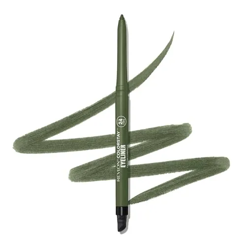 Revlon ColorStay Eyeliner Pencil, Nicht Übertragender und Wasserfester Eyeliner-Stift, Grün, Integrierter Anspitzer und Schwamm, 206 Jade, 0.28 g