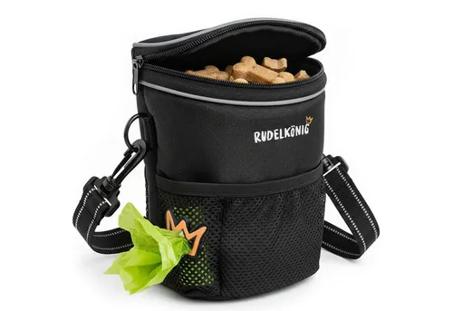 Rudelkönig Leckerlibeutel – Futterbeutel mit Kotbeutelspender - Leckerlibeutel für Hunde, funktional und stylisch, mit cleverem Stauraum für Leckerlis und mehr, ideal für Spaziergänge und Training.