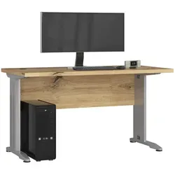 Raumhirsch Furniture Schreibtisch Eiche Artisan 135x76 cm - Moderner Schreibtisch mit stabiler Metallkonstruktion und großzügiger Arbeitsfläche für ein produktives Arbeitsumfeld. Ideal für Home-Office und Büro, mit praktischem Kabelmanagement.