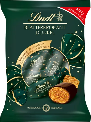 Lindt Blätterkrokant Dunkel Doppeldreh mit 45 Prozent Kakao 90g