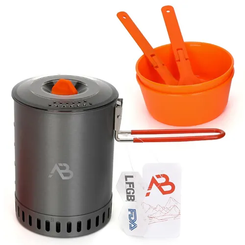Camping Kochset 1,2 L mit Klappgriff und Wärmetauscher