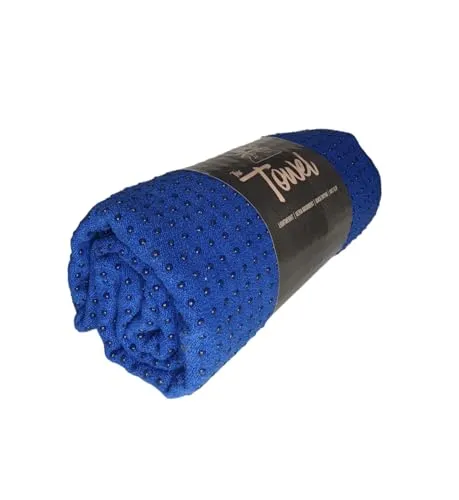 Fitness Handtuch für Yogamatte inkl Tasche, Rutschfest durch Silikonpunkte, 183cm x 63cm, Geeignet für Yoga, Freeletics, Antibakteriell,Schweiß absorbierend, Premium Mikrofaser Qualität, (Blue)