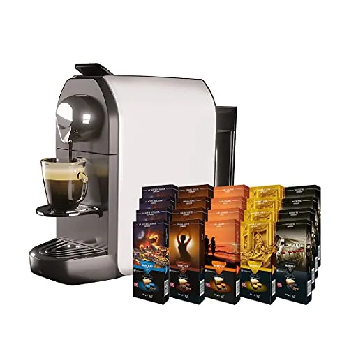 Martello Kapselmaschine SENSUAL weiß | 1650 Watt | 20 Bar | 0,75 Liter + Martello Kaffeekapseln PROBIERSET | UTZ Zertifiziert, Nachhaltig und Fair, von Hand gepflückt