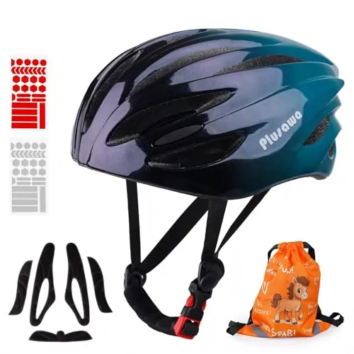 Sicherer Kinder Fahrradhelm EN1078 CE, Verstellbar mit DIY Aufklebern, Blau, M - Fahrradhelme für Kinder mit CE EN1078 Zertifizierung und 17 Belüftungsöffnungen für optimalen Luftstrom. Inklusive reflektierender Aufkleber für Sicherheit bei Nacht und 30 3D Aufkleber zum individuellen Gestalten.