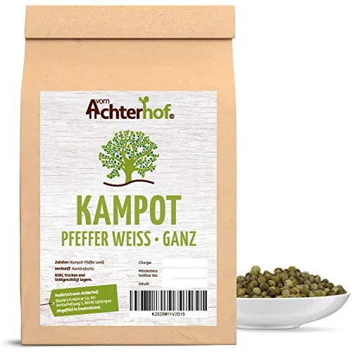 Kampot-Pfeffer weiss 50g edelste Pfefferkörner aus Kambodscha ideal für die Pfeffermühle