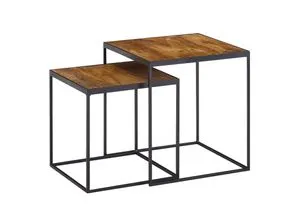 Kadima Design Beistelltisch aus Mangoholz - Quadratischer Beistelltisch mit pulverbeschichtetem Eisen-Gestell, ideal für ein modernes Wohnzimmer. Hergestellt aus hochwertigem Massivholz, bietet er nicht nur Stil, sondern auch Stabilität.