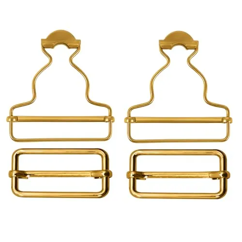 Trimming Shop 35-mm-Latzschnallen aus Metall mit rechteckigem Schieberverschluss Drei-Glide-Schnallen für Hosenträger, Kinderoveralls, Riemen, Overalls, Overalls, Bronze, 2 Stück