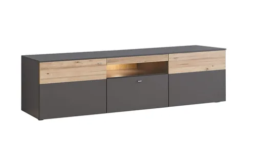 LATINA TV-Unterschrank inkl. Beleuchtung Planked Eiche Grau von Forte