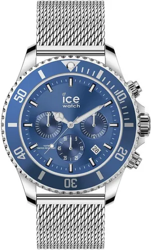 Ice-Watch - ICE steel Mesh blue Chrono - Blaue Herrenuhr mit Metallarmband - Armbanduhren für Herren: Stilvolle Herrenuhr mit blauem Edelstahl-Zifferblatt, 10 ATM wasserdicht und ideal für jeden Anlass.