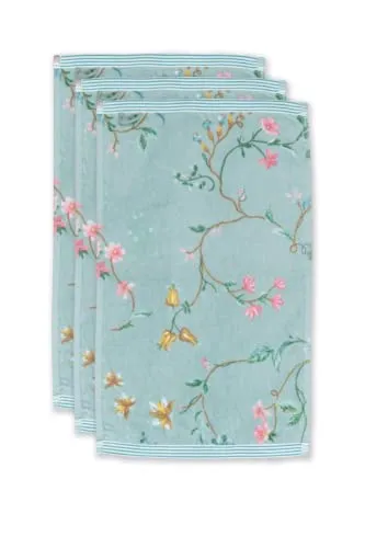 PiP Studio Les Fleurs Blue Gästehandtücher Set a 3 in blau von Pip Studio