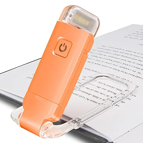 HONWELL Leselampe Buch Klemme Buchlampe Leselicht USB Wiederaufladbare LED Klemmleuchte Dimmbar Bettleuchte Augenpflegendes Leselicht 3 Farbtemperatur Modi für Kinder und Bücherwürmer, Orange