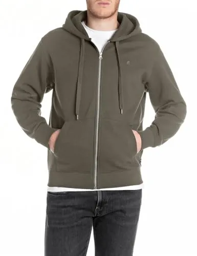 Replay Herren Hoodie mit Reißverschluss, Mud Green 759 (Braun), M - Stylischer Hoodie mit Kapuze aus hochwertigem Baumwollmix. Atmungsaktiv und bequem für den Alltag. Ideal für lässige Looks und entspanntes Tragen.