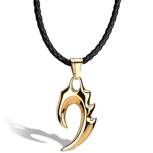 SERASAR Lederkette Herren - 60cm Gold Lederband Halskette mit Anhänger - Ketten für Herren aus echtem Rindsleder und rostfreiem Edelstahl, inklusive edler Schmuckschachtel – das perfekte Geschenk für stilbewusste Männer!