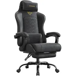 SONGMICS Ergonomischer Gaming-Stuhl - Bürostuhl mit hochelastischem Sitzkissen und atmungsaktiver Kunstlederoberfläche, ideal für langen Spiel- und Arbeitssitzungen.