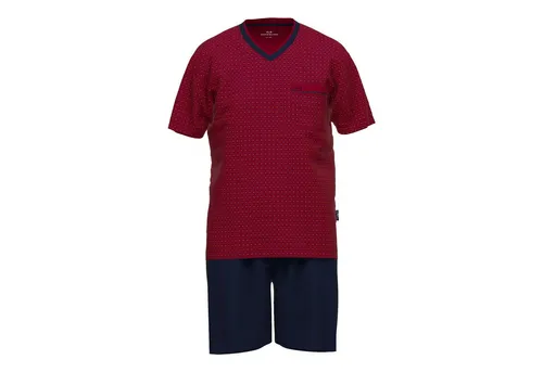 GÖTZBURG Shorty Alan (2 tlg) V-Ausschnitt rot 3XL - Herren-Nachtwäsche aus 100% Baumwolle, weich und saugstark, mit praktischem V-Ausschnitt und Brusttasche für optimalen Komfort.